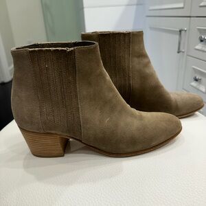 Vince Taupe Suede Ankle Booties